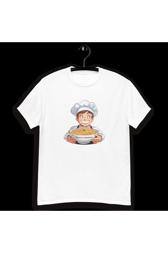 Mister C1ArB1Onara UniS1ex Heavy Cotton T- S1Hirt _ M1en's and woM1en's gift _ Graphic T1EE _ Cooking and food Illustration