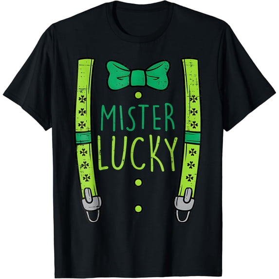 Mister Lucky Suspenders St Patricks Day Boys Kids Toddler T-Shirt