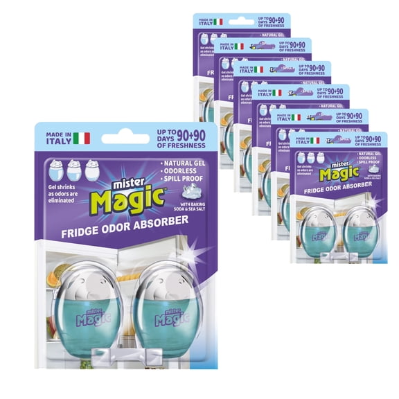 Mister Magic Fridge Odor Absorber Air Fresheners, Gel, Baking Soda, 90 Days, 2 Count, 6 Pack