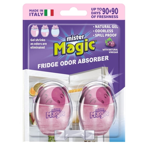 Mister Magic Fridge Odor Absorber Air Fresheners, Gel, Vinegar, 90 Days, 2 Count, 1 Pack