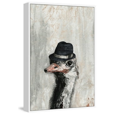 Mister Ostrich Floater Framed Painting Print on Canvas