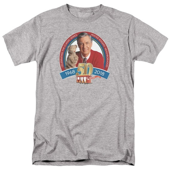 Mister Rogers 50Th Anniversary Design Adult 18/1 T-Shirt Athletic Heather