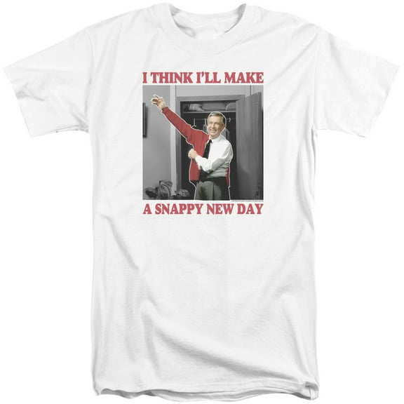 Mister Rogers A Snappy New Day Adult Tall T-Shirt 18/1 T-Shirt White