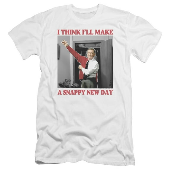 Mister Rogers A Snappy New Day Premium Adult 30/1 T-Shirt White