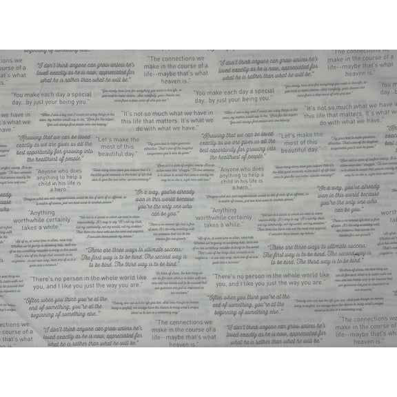 Mister Rogers Neighborhood Cotton Fabric, Half Yard, Inspirational Quotes Print
