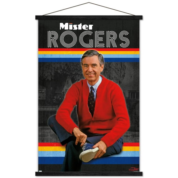 Mister Rogers - Retro Wall Poster with Wooden Magnetic Frame, 22.375" x 34"