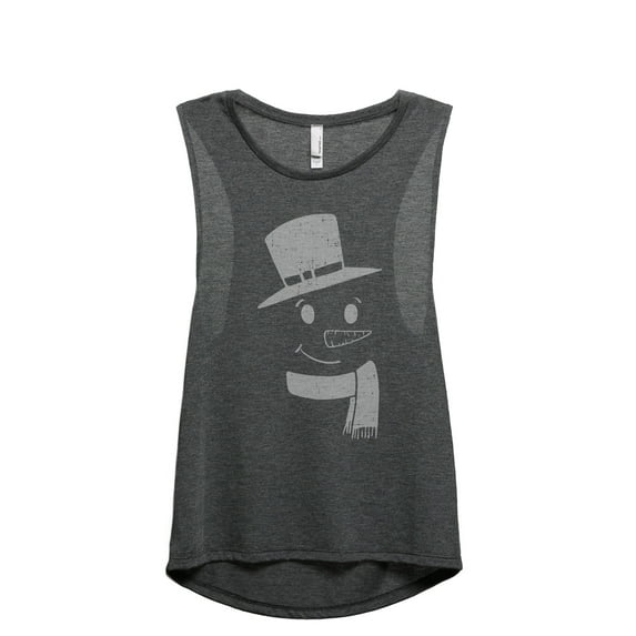 Mister Snowman Women's Fashion Sleeveless Muscle Workout Yoga Tank Top Charcoal Grey Large