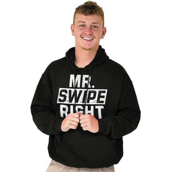 Mister Swipe Right Funny Date Night Hoodie Hooded Sweatshirt Men Brisco Brands S