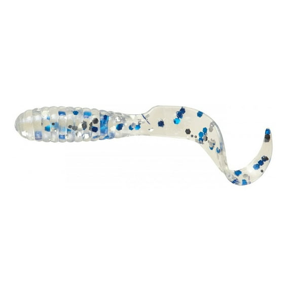 Mister Twister Teenie Curly Tail 2" Grub Shiny Pearl Blue/Silver Flake 20PK