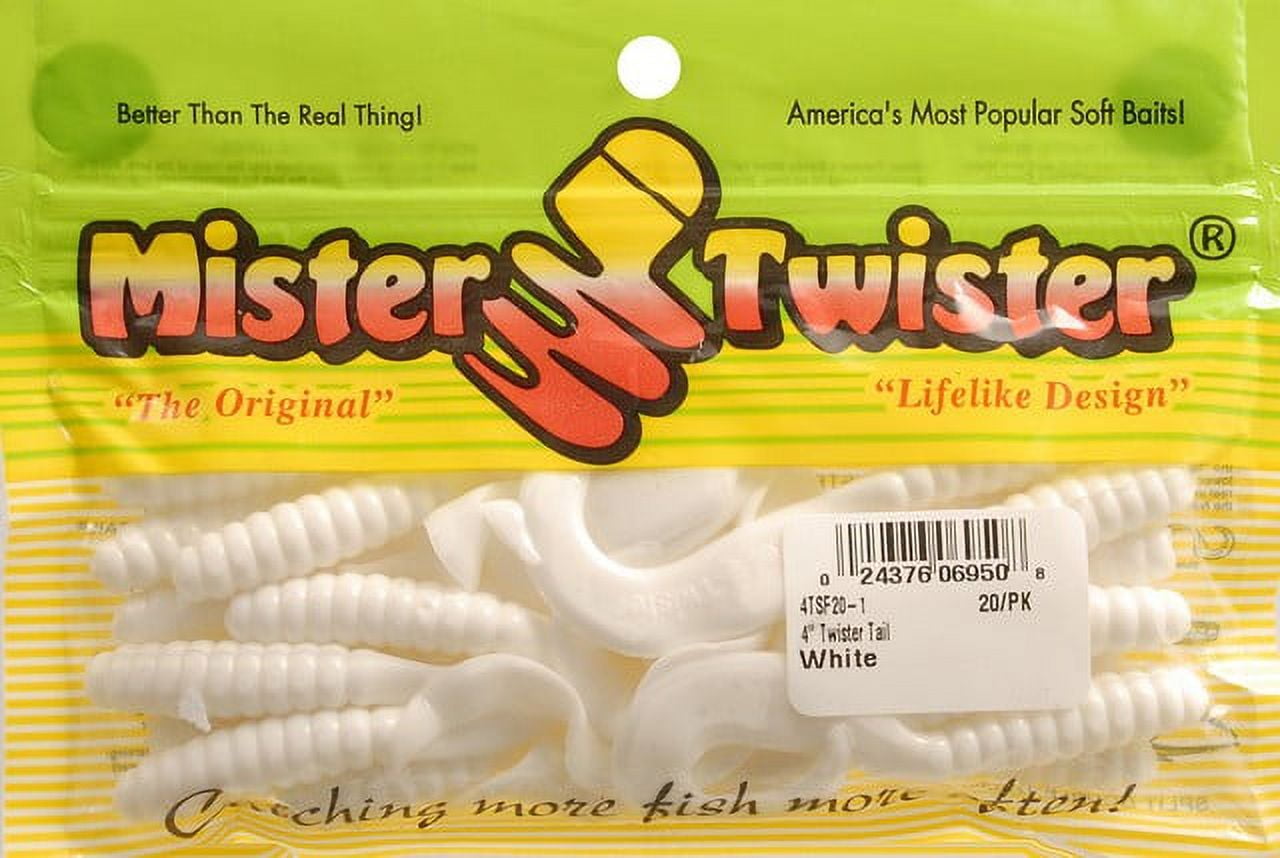 Mister Twister 4TSF20-1 Twister Tail Grub 4 White 20 Per Pack