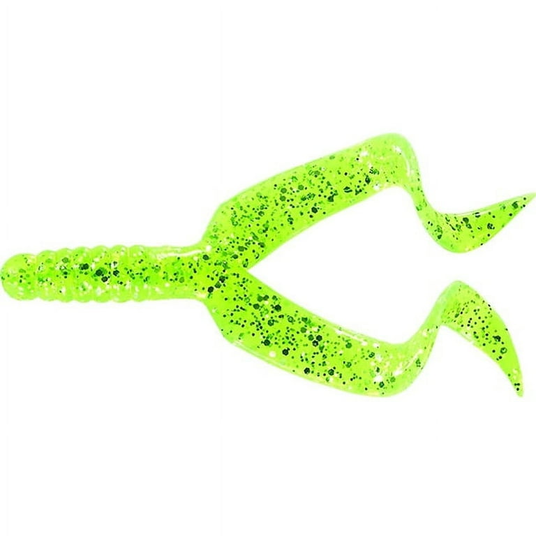 Mister Twister DT10-10S Chartreuse/Silver Soft Plastic 10/Pk Double Fishing  Lure 