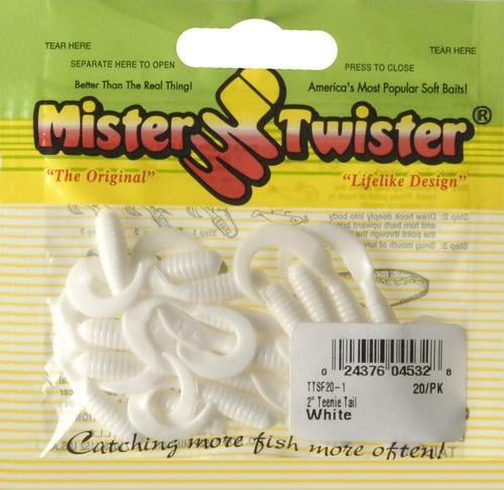 Mister Twister TTSF20-1 Teenie Curly Tail Grub 2 White 20 Per