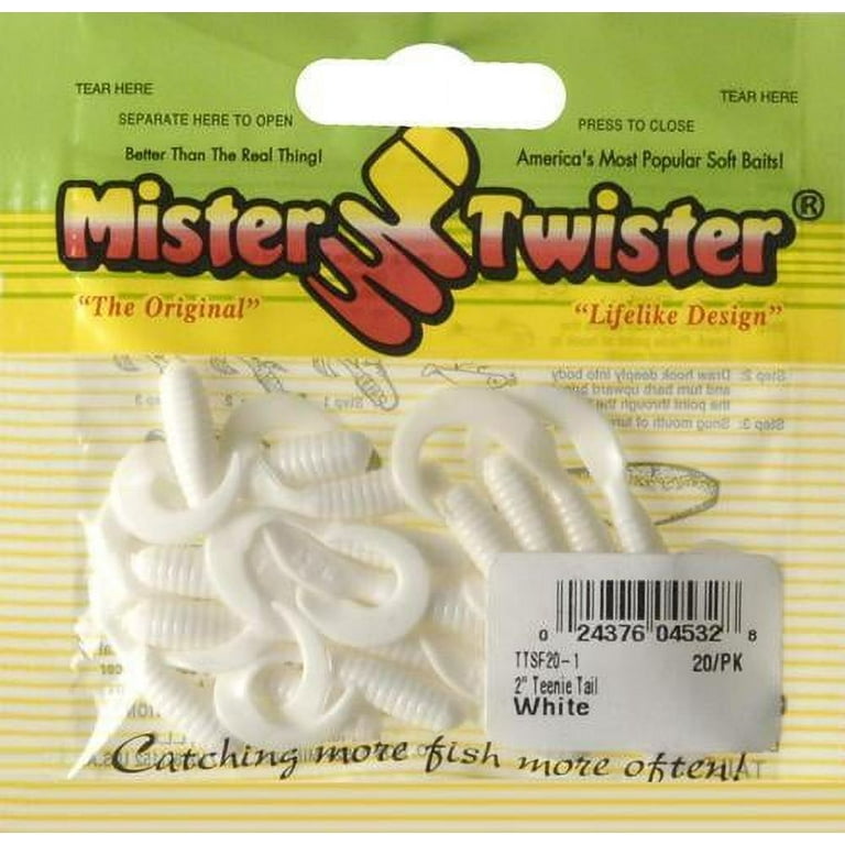 Mister Twister TTSF20-1 Teenie Curly Tail Grub 2 White 20 Per Pack