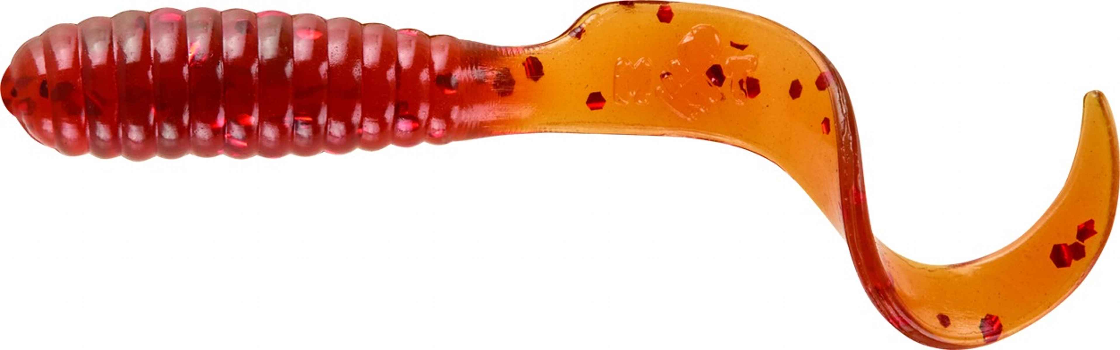 Mister Twister TTSF2020RS Teenie Curly Tail Grub, 2", Motor Oil/Red