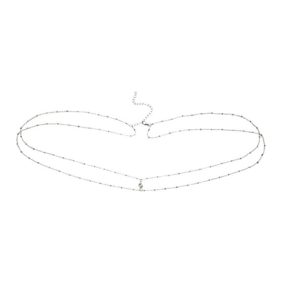DLQT Silver Double Rhinestone Waist Chain