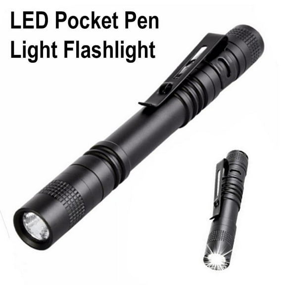 Misterolina 1X LED Flashlight Clip Mini Light Penlight Pocket Portable Pen Torch Lamp