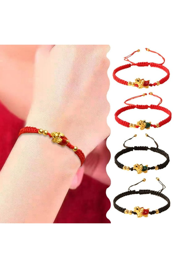 2024 Year Of The Dragon Red String Bracelet New Year Dragon Braided Bracelet Chinese Animal Good Luck Bracelet Adjustable Dragon Charm Bracelet for Women Men