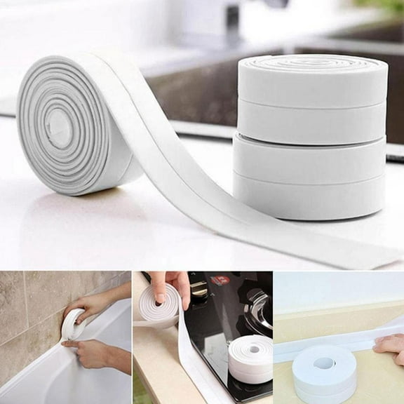 Misterolina Bathroom Shower Sink Bath Sealing Tape Strip White PVC Self Adhesive Waterproof Wall A4I9 Caulk Str For Bathroom Sticker
