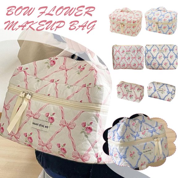Misterolina Bow Bag Cosmetic Toiletry with Pink New Box Large Zipper