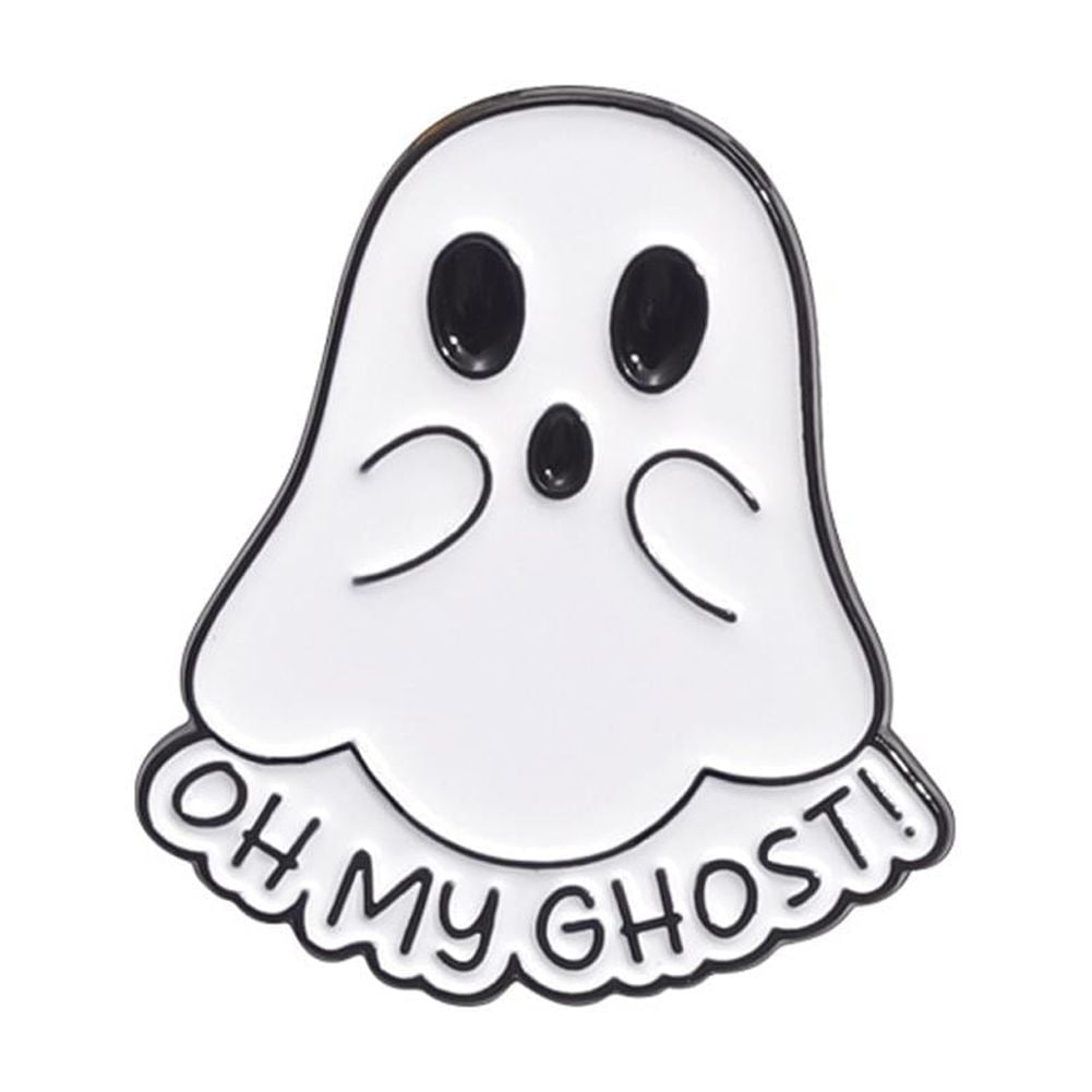 2Pcs Halloween Ghost Brooch Pins - Cute Kawaii Enamel Pins With Black Cats