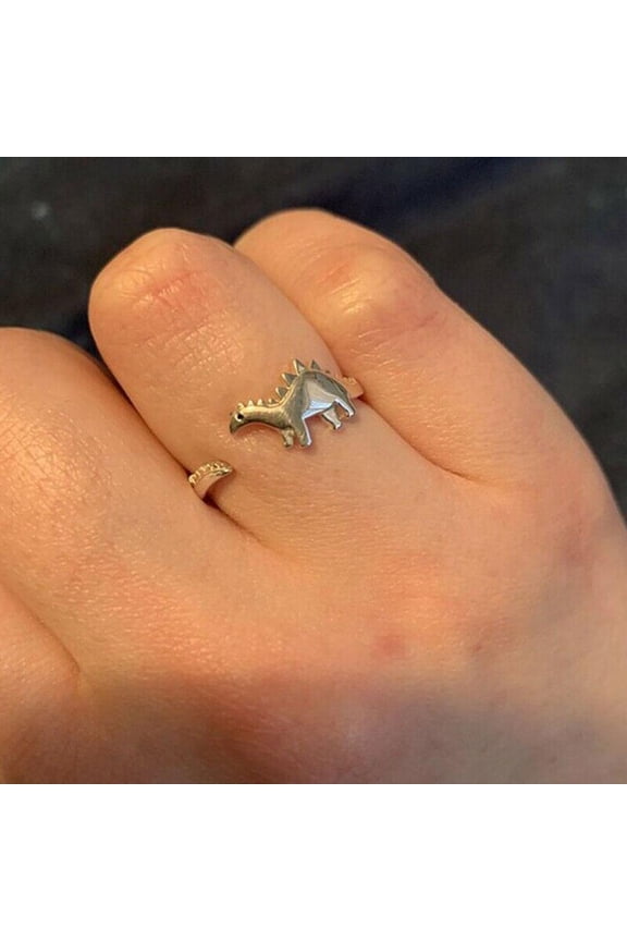 Dinosaur Silver Band Rings Adjustable Love Gift Dainty FAST Men Women Nice