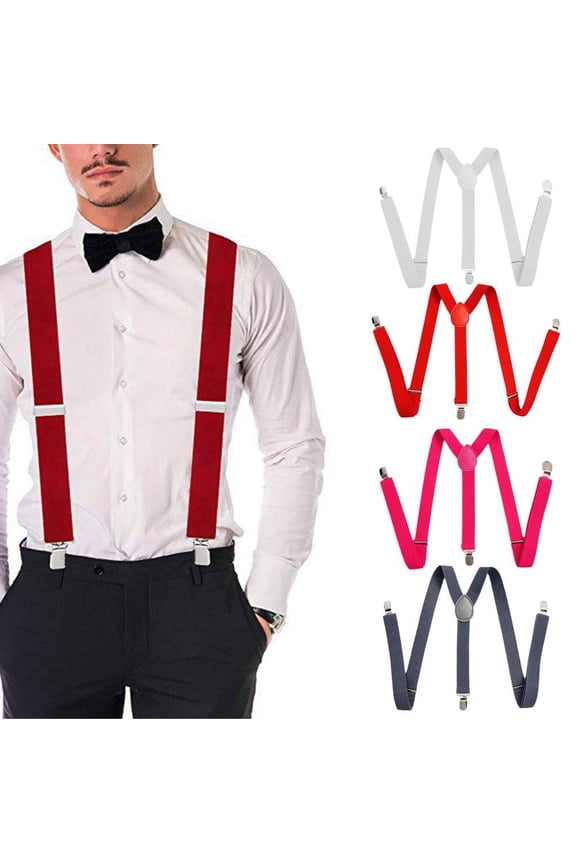 MENS WIDE HEAVY DUTY X SHAPE BRACES ELASTIC SUSPENDERS CLIPS TROUSER S N