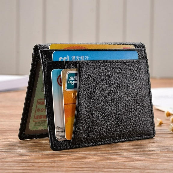 Misterolina Men Simple Thin Genuine Leather Bifold Id Wallet Money Credit Holders Card US