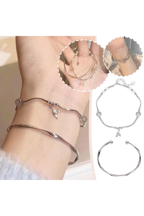 Misterolina Moonlight Fishtail Bracelet Womens Double Layering Niche Temperament