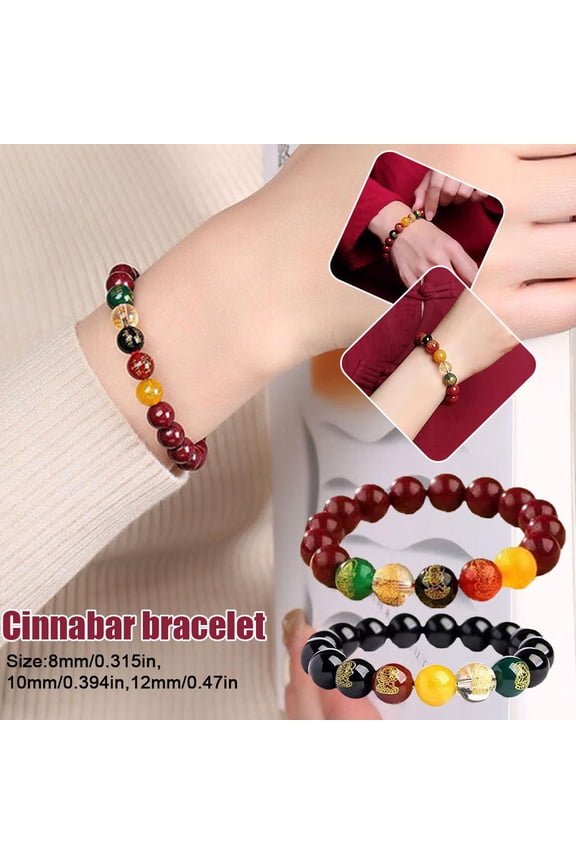 Misterolina Red Cinnabar Round Bead Men Woman Luck Fortune Charm Bracelet Lot M3 Gift