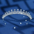 thumbnail image 1 of Misterolina Rhinestone Crown Bridal Crown Wedding Tiara Alloy Hair For Women Hot L6, 1 of 7