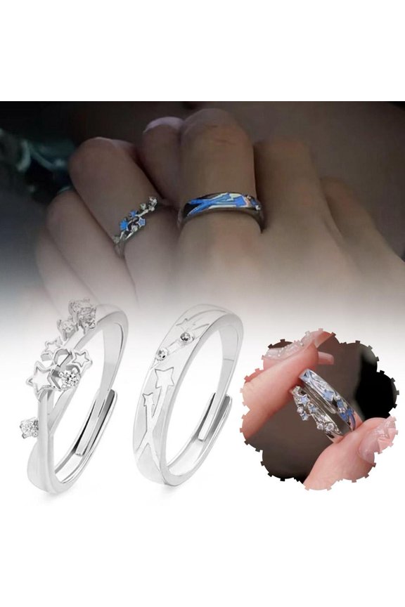 Misterolina Rings Starry Night Couple Night Glow Rings Elegant Exquisite Rings