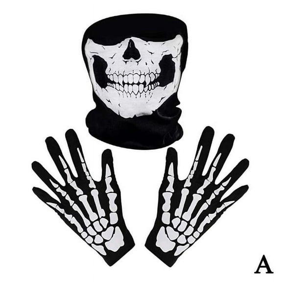 Misterolina SKULL FACE MASK GLOVES SET BIKER FISHING CYCLING SKI SKELETON SKI X3C3 O9