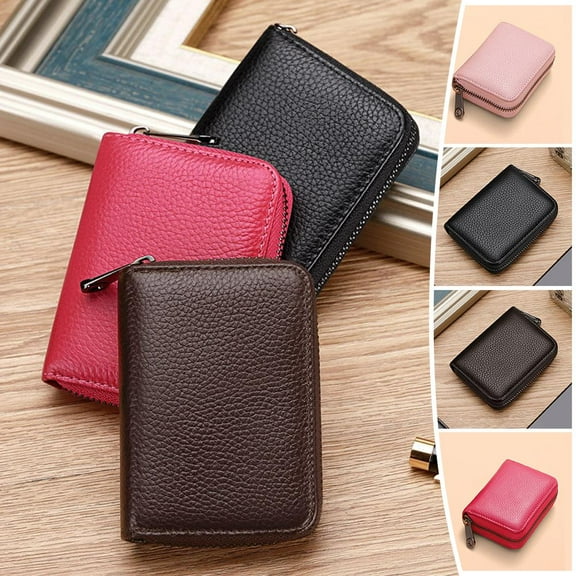 Misterolina Slim Card Case Zipper Card Holder Wallet Credit Large Capacity Card Holder