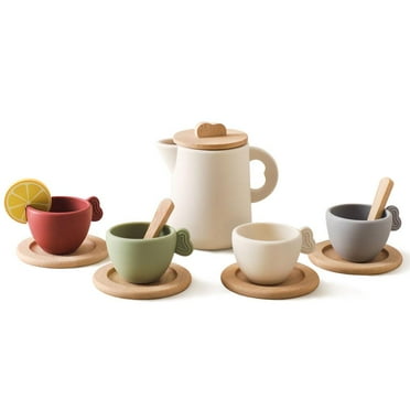 Misterolina Tea Party Set for Kids Wooden Tea Set for Little Girls and Boys AU11