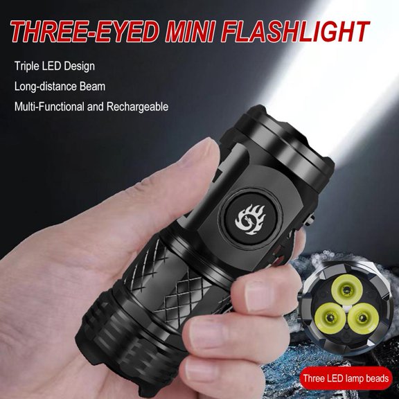 Misterolina ThreeEyed Mini Flashlight Flash Super Power Waterproof Outdoor Travel
