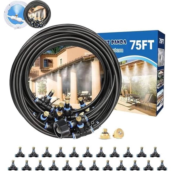Misters for Outside ,Outdoor Water Misting Cooling System,75FT|23M.Backyard Mist Kit for Garden,Greenhouse,Fan,Deck,Umbrella,Canopy,Pool,Porch.Trampoline Sprinkler Park,BBQ Party Accessories