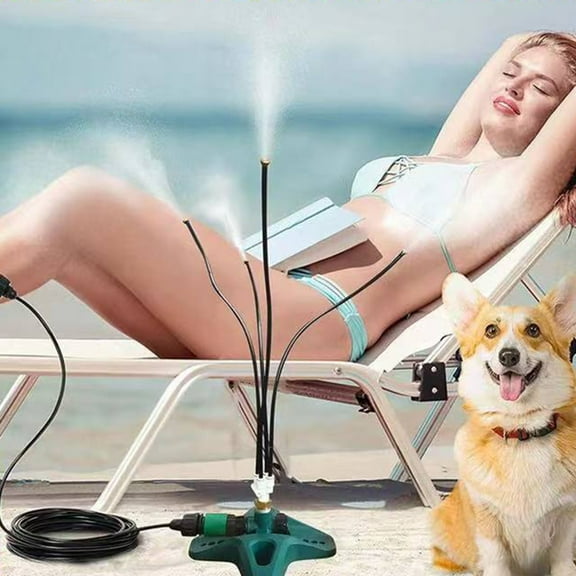 Misters For Outside Patio Upgraded 26.2FT(8M) Portable Standing System For Pet Kids Water Mist Playing Outdoor Garden Watering Stand Fan Spray Cooler For Ta
