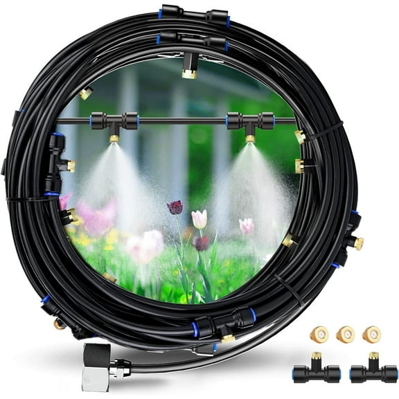 Misting System, Misters for Outdoor Patio with 19 Nozzles, 59ft(18m)+Extra 13ft(4m) Mister