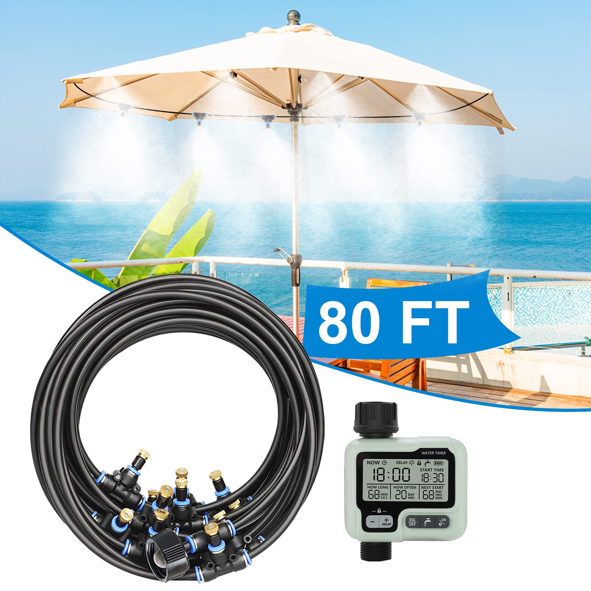 Misting Cooling System,Outside Water Misters for Outdoor Patio,80Ft(24M