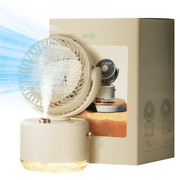 Misting Fan with 300ml Water Tank, Battery Operated Small Powerful USB Desk Fan with LED Color Lights,Portable Fan Rechargeable - Ideal for Outdoor Camping, Makeup, Home and Office Use (White)