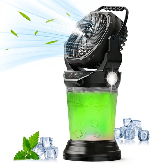40000mAh Rechargeable Misting Bucket Fan, Portable Mister Fans with RGB Lights, Outdoor Mist Fan for Outside Patio Cooling, Ice Cooler Fan Patio/Beach/Fishing/Golf/Travel Essentials, 4 Speeds
