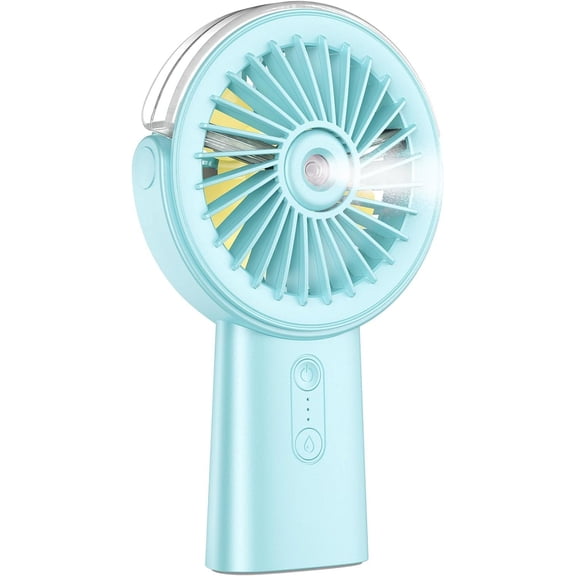Misting Fan Portable Fan with Mist, 4000mAh Rechargeable Handheld Fan Battery Operated Power Bank, Water Spray Mister Hand Held Fan, Desk Hand 2-IN-1, 3 Speeds for Travel Home Office Outdoors
