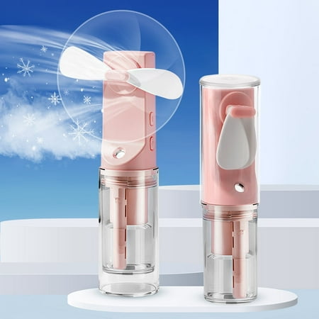 Misting Fan Portable, Hand Held Fan with Water Mist, Rechargeable Personal Spray Fan, 4 Speed Wind, Personal Mini Travel Fan, Handheld Fan USB Electric Fan for Home Office Men Women Girl Kids(Pink)