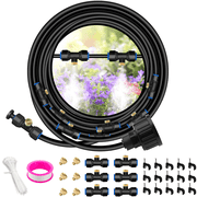 Misting System, Misting Cooling System, 98FT Misting Line, 30 Misting fittings, 30 Brass Mist Nozzles, 3/4 Faucet Adapters, Outdoor Mister System for Patio Garden Trampoline Greenhouse