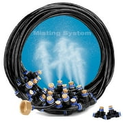 Misting System, Outdoor Misting Cooling System for Patio, 59FT 18M Misting Line + 20 Brass Mist Nozzles Brass Adapter for Patio Garden Trampoline Greenhouse