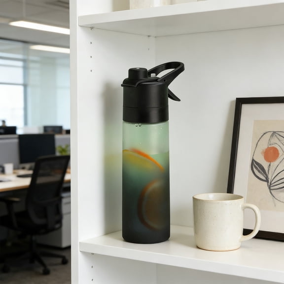 Misting Water Bottle, 2 in 1 22 OZ Large Capacity,Wide Mouth Leak Proof,Workout Water Bottle,Used for Mountaineering,Gym,Cycling,and Sports Activities