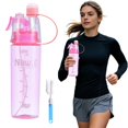 thumbnail image 1 of Misting Water Bottle 20 oz with brush Leakproof Lightweight 2 in 1 Mist & Sip Sports Water Bottle for Gym Camping Travel Cold Drinks, 1 of 6