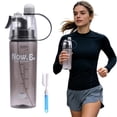 thumbnail image 1 of Misting Water Bottle 20 oz with brush Leakproof Lightweight 2 in 1 Mist & Sip Sports Water Bottle for Gym Camping Travel Cold Drinks, 1 of 6