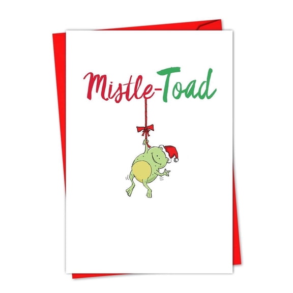 Mistle-Toad Holiday Greeting Card - Whimsical Toad Design, Red Envelope Included, Blank Inside for Personalized Messages - Perfect for Christmas Celebrations and Festive Greetings