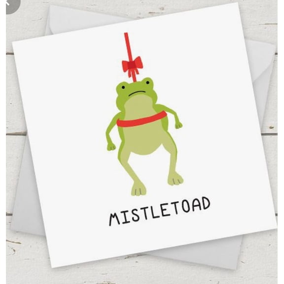 Mistletoad Greeting Card - Funny Holiday Card Featuring a Frog Under Mistletoe - Blank Inside, Envelope Included - Perfect for Christmas and Seasonal Cheer